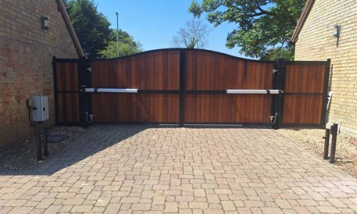 Morden Hinxworth oiled iroko swing gates 2
